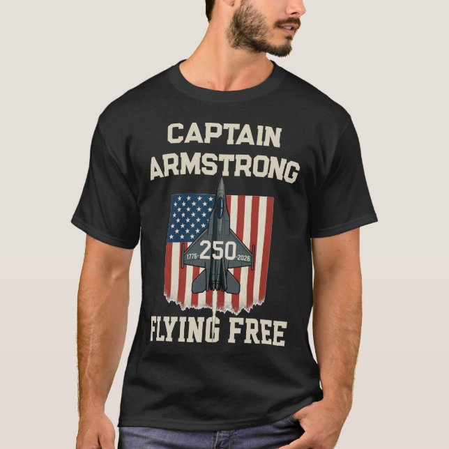 Custom Name America 250 Jet Fighter T-Shirt - USA  (Frente)