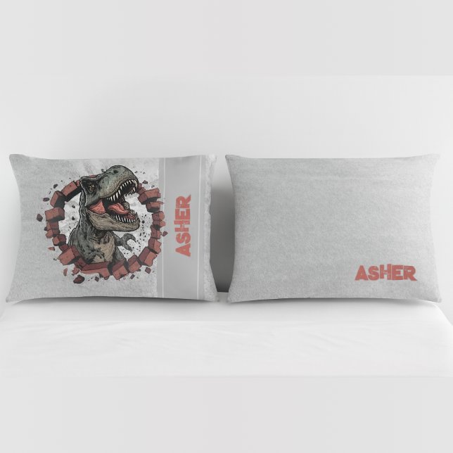 Custom Name Grey Boys Dinosaur Roaring T-Rex (Criador carregado)