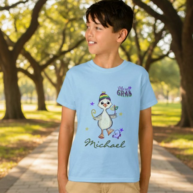 Custom Name Mardi Gras Boy Goose Carnival T-Shirt (Custom Name Mardi Gras Boy Goose Carnival T-Shirt)