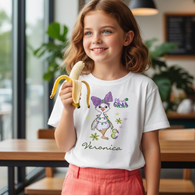 Custom Name Mardi Gras Girl Goose Carnival T-Shirt (Custom Name Mardi Gras Girl Goose Carnival T-Shirt)