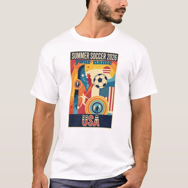 Custom Name Summer 2026 Soccer Fan Retro T-Shirt (Frente)