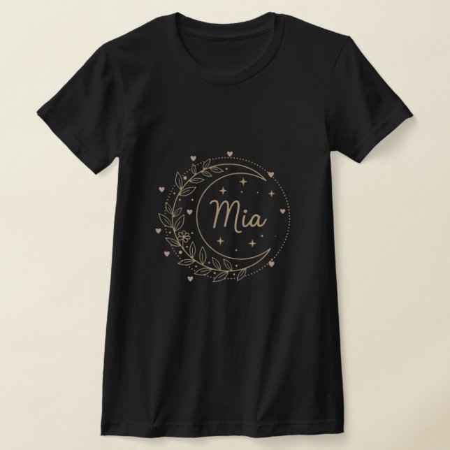 Custom Name T-Shirt - Elegant Mia Crescent Moon (Postura )