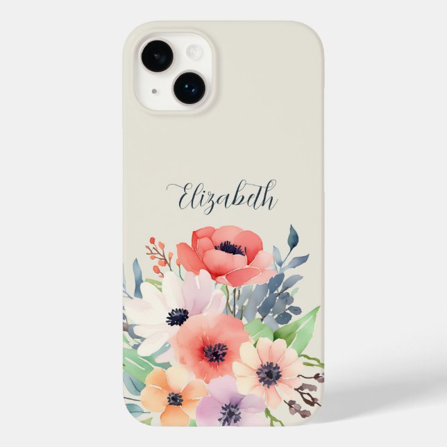 Custom Name Watercolor Floral Anemone (Verso)