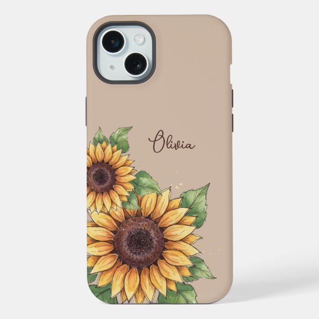 Custom Name Watercolor Sunflower Rustic (Verso)