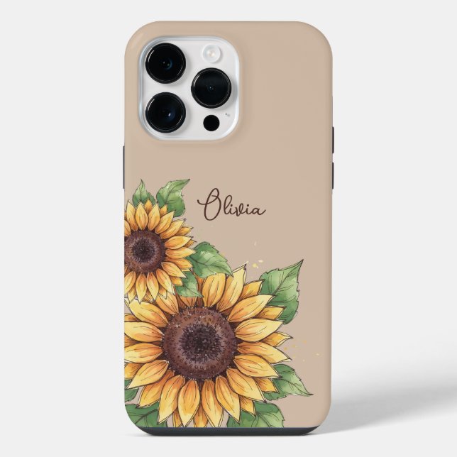 Custom Name Watercolor Sunflower Rustic (Verso)