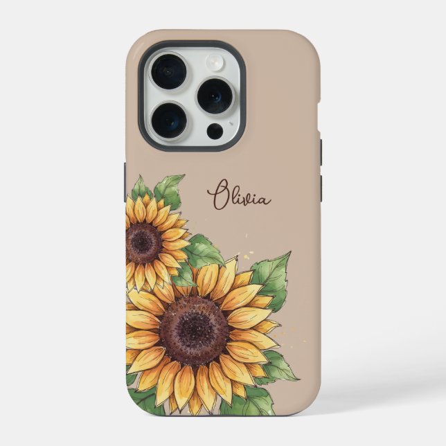 Custom Name Watercolor Sunflower Rustic (Verso)