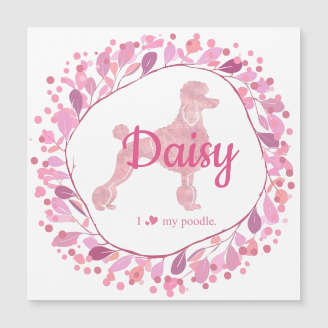 Custom Pastel Pink Poodle Silhouette  Magnet (Frente)