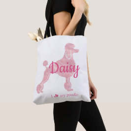 Custom Pastel Pink Poodle Silhouette tote bag