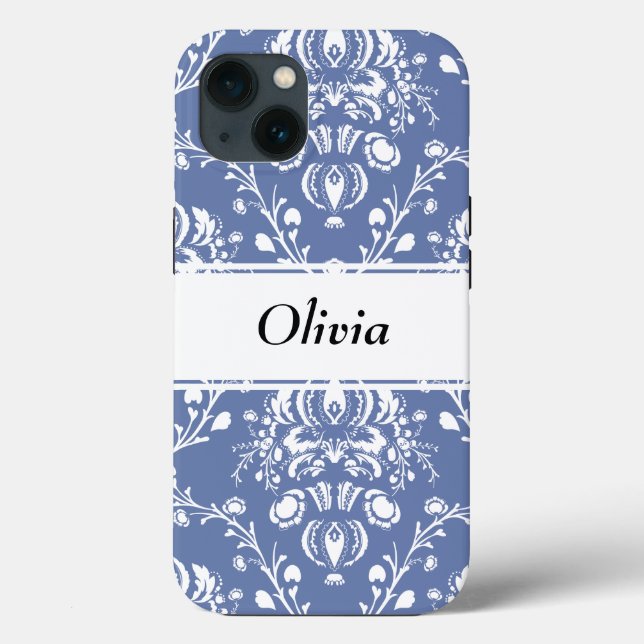 Custom Periwinkle Blue and White Damask (Verso)
