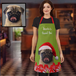 Custom Photo Dog Red Santa Hat & Orchids Mom Gift