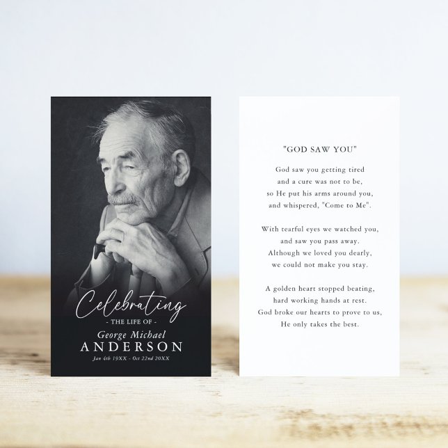 Custom Photo Funeral Sympathy Poem/Prayer Card (Criador carregado)