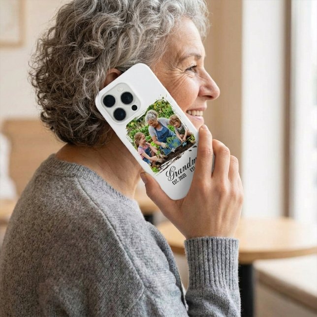 Custom Photo Grandma Established Elegant Script (Custom Photo Grandma Established Elegant Script iPhone Case)