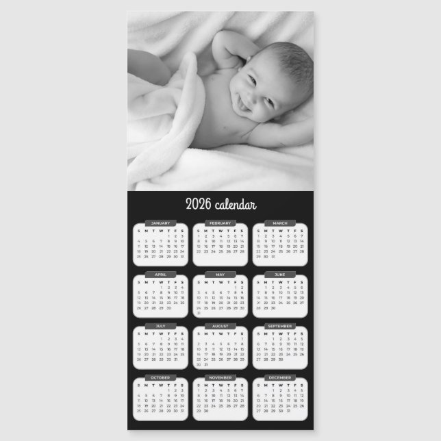 Custom Photo Magnet 2026 Calendar Card (Frente)