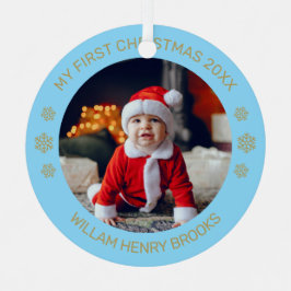 Custom Photo Metal Circle Christmas Ornament
