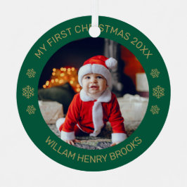 Custom Photo Metal Circle Christmas Ornament