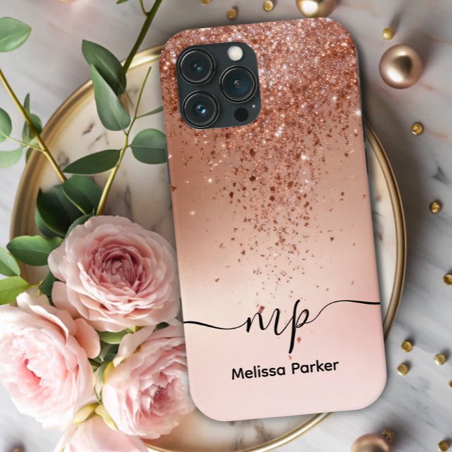 Custom Rose Gold Glitter Drip Monogram (Criador carregado)