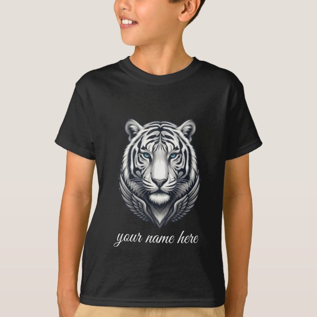 Custom Royal White Tiger Personalized Name T-Shirt (Frente)