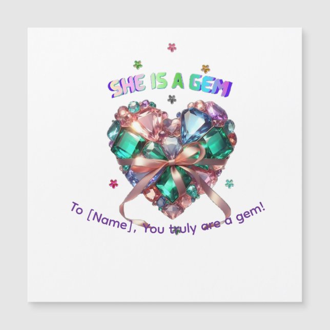Custom She Is A Gem Heart Gemstone Gift (Frente)