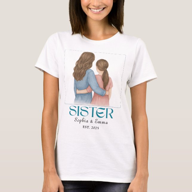Custom Sisters T-Shirt – Personalized Gift Tee (Frente)