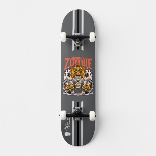 Custom Skateboard Deck - "Pumpkin Zombie"  (Frente)