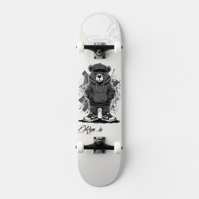 Custom Skateboard Deck - "Street Bear" (Frente)