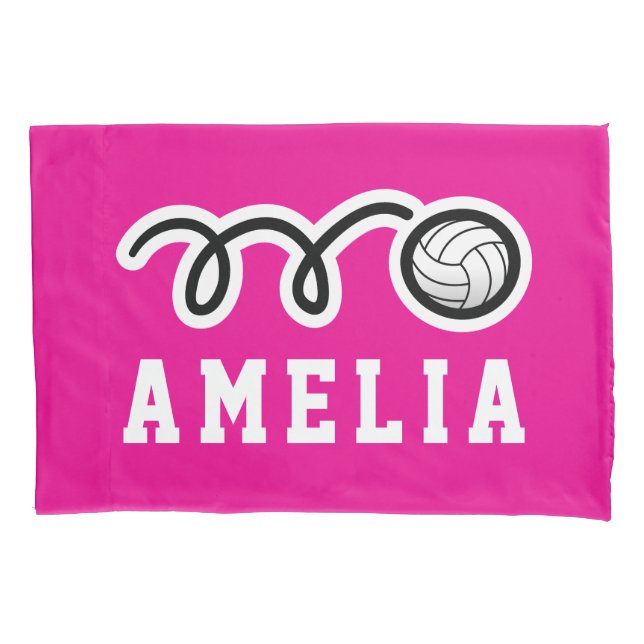 Custom sporty volleyball pillowcase for kid's room (Frente)
