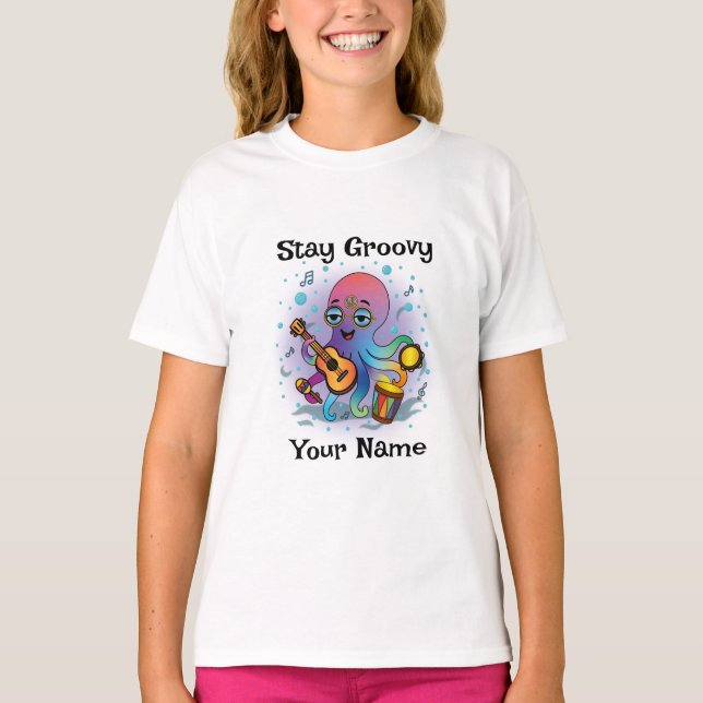 Custom T-Shirt | Retro Octopus Name & Text (Frente)