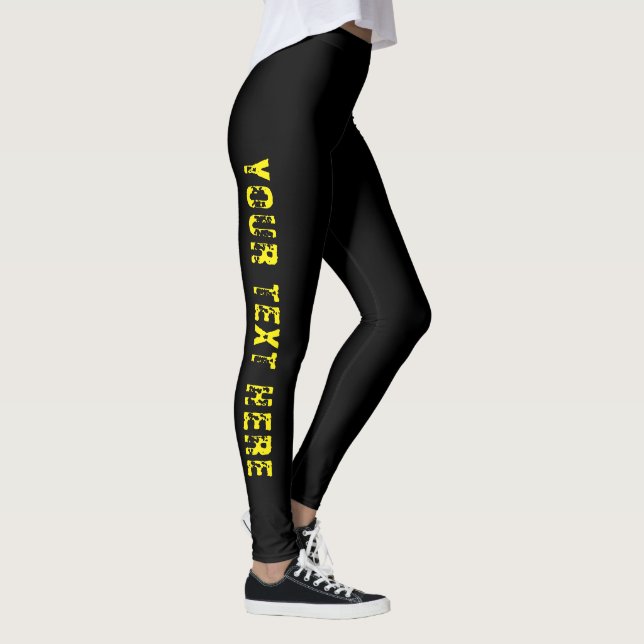 Custom Text Black Leggings for Stylish Comfort (Direita)