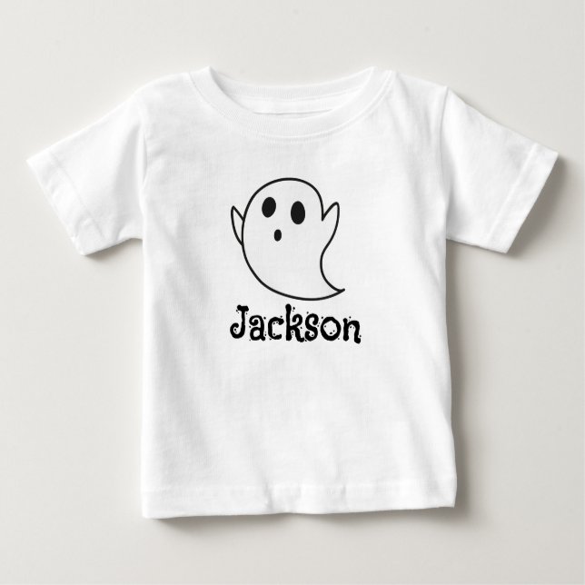 Custom White Ghost Halloween T-Shirt for Toddlers  (Frente)