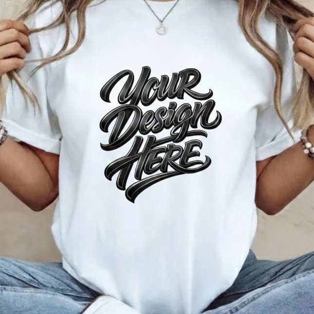 Custom "Your Design Here" Bold Lettering T-Shirt  (Criador carregado)