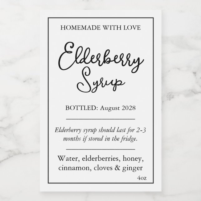 Customizable Elderberry Syrup Label ZEB_05b (Rótulo Único)