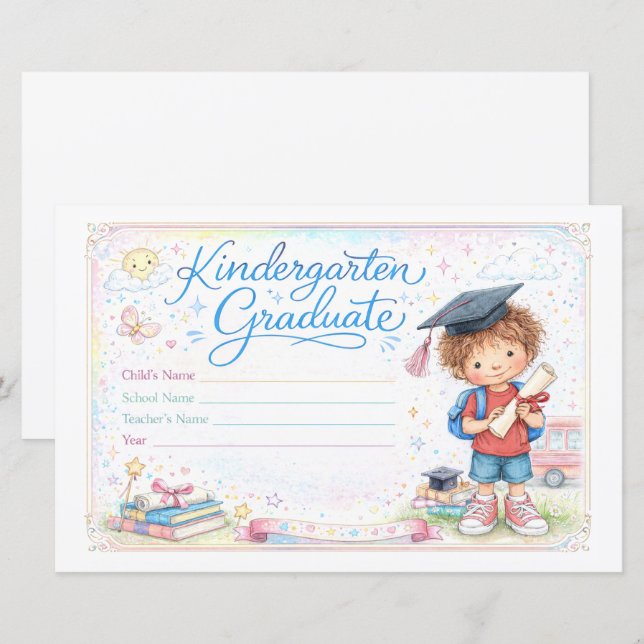 Customizable Kindergarten Graduate Certificate  (Frente/Verso)