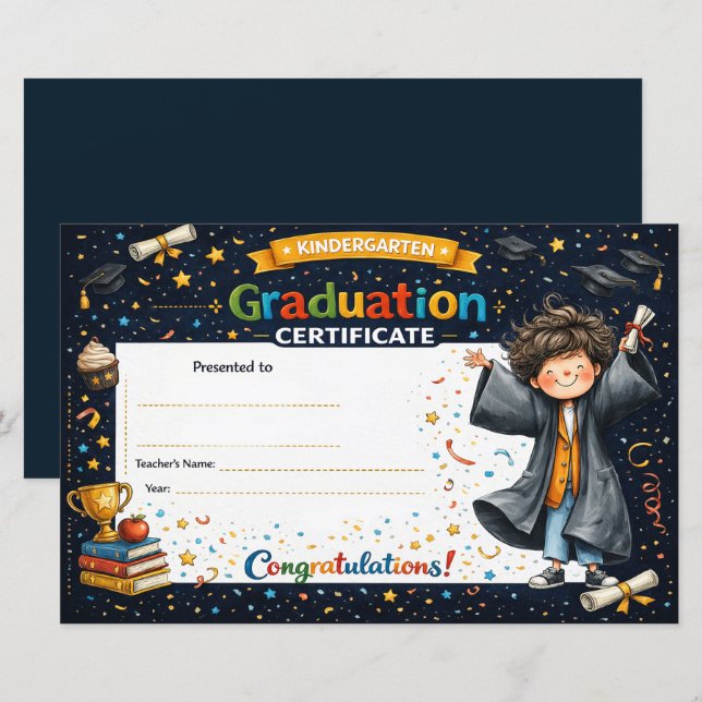 Customizable Kindergarten Graduation Keepsake (Frente/Verso)
