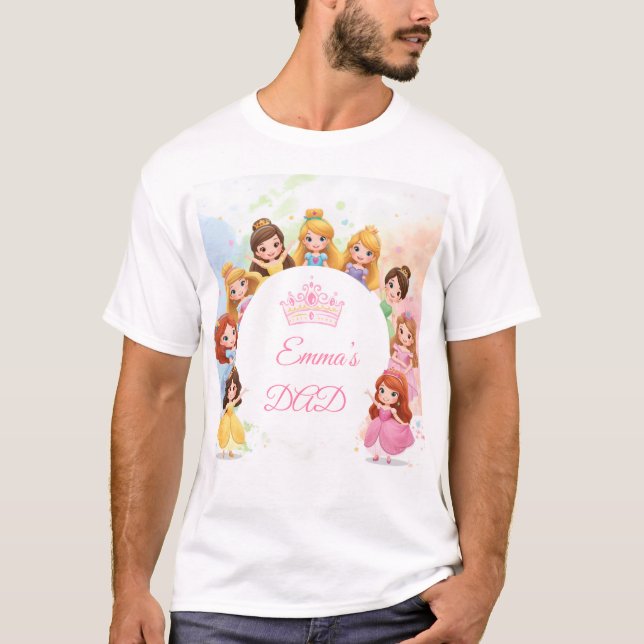 Customizable Princess Birthday T-Shirt for Dad (Frente)