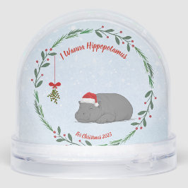 Customizable Snow Globe- Sleepy Hippo