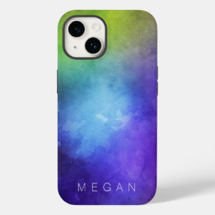 Customizável verde roxo de turquesa da aguarela