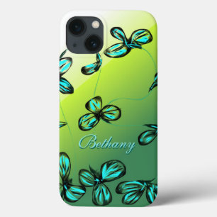 *customize* do caso do iPad floral do verde azul