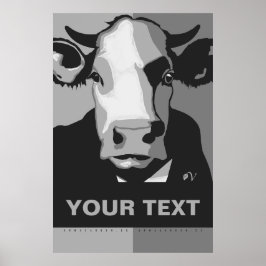 CUSTOMIZE IT Black and White Pop Art Cow Poster