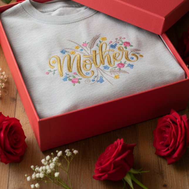 Customized Mother Flower Design T-Shirt (Criador carregado)