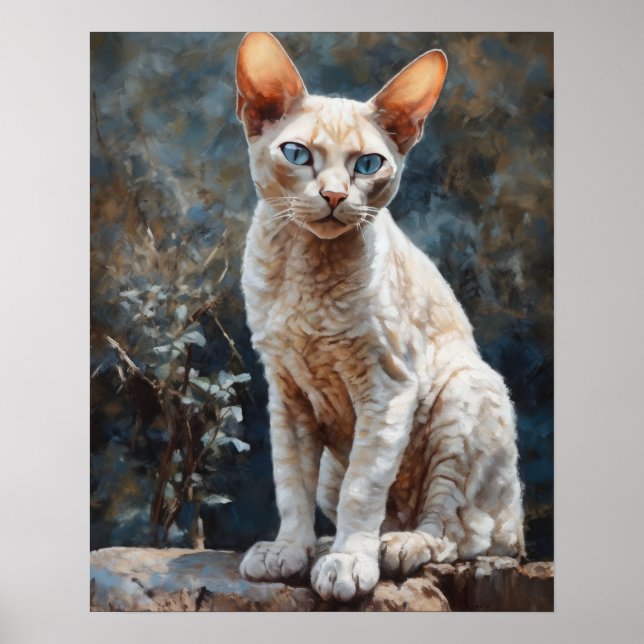 Cut Devon Rex Cat Art Poster Impressão (Frente)