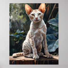 Cut Devon Rex Cat Art Poster Impressão