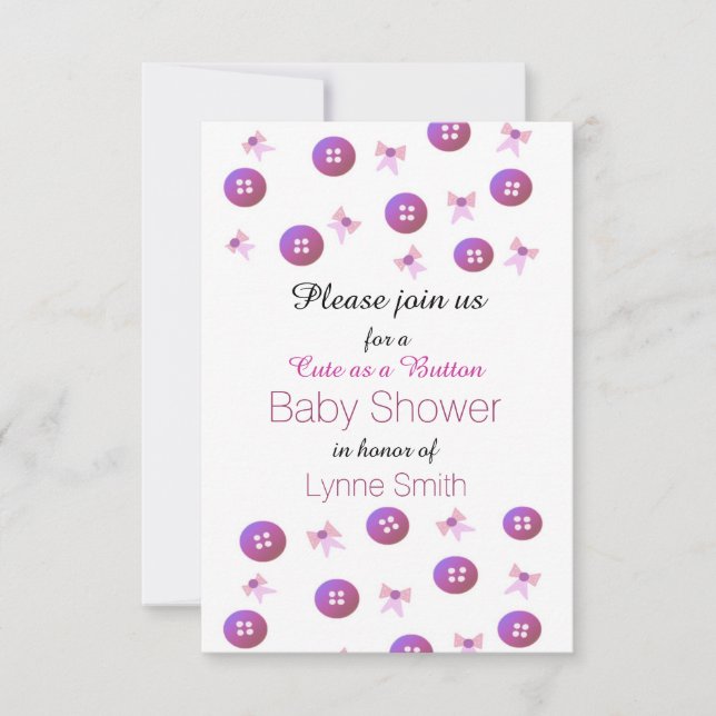 Cuta como um Convite para Chá de fraldas de Botões (Frente)