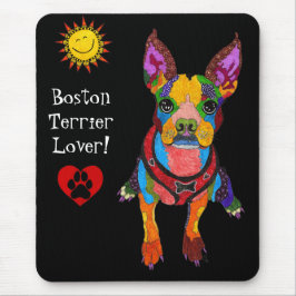 Cuta e colorida Boston Terrier Mousepad