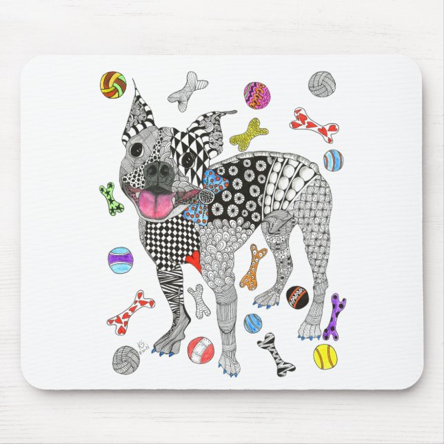 Cuta e colorida Boston Terrier Mousepad (Frente)