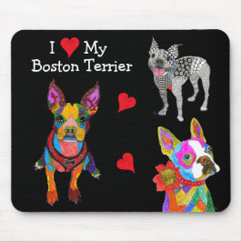 Cuta e colorida Boston Terrier Mousepad