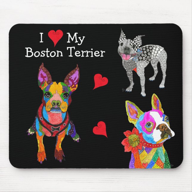 Cuta e colorida Boston Terrier Mousepad (Frente)