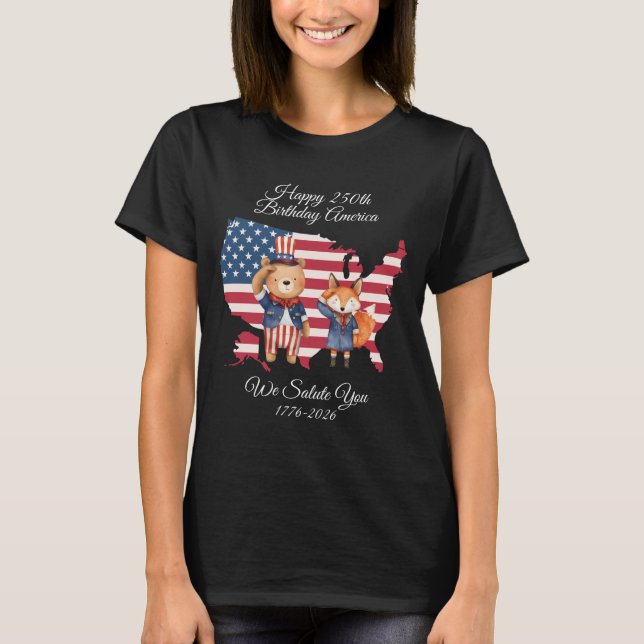 Cute 250th Birthday America T-Shirt (Frente)