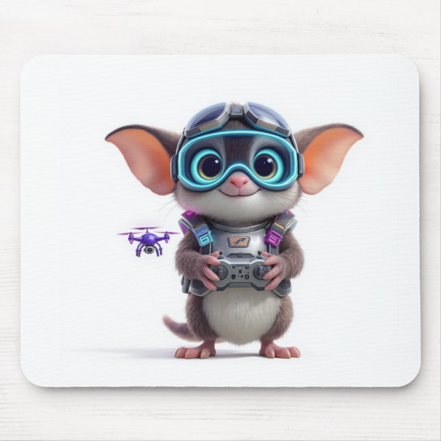 Cute 3D Cartoon Drone Racer Sugar Glider Mouse Pad (Frente)