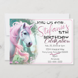Cute 3D Spirit Pony 14 Aniversário Convite