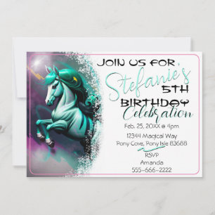 Cute 3D Spirit Pony 24 Aniversário Convite